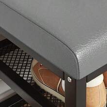 White, Gray Shoe Bench Shoe Bench Shoe Storage Rack Shoe Storage Rack With Cushion Upholstered Seat Unit - Grey (60cm) - View 11