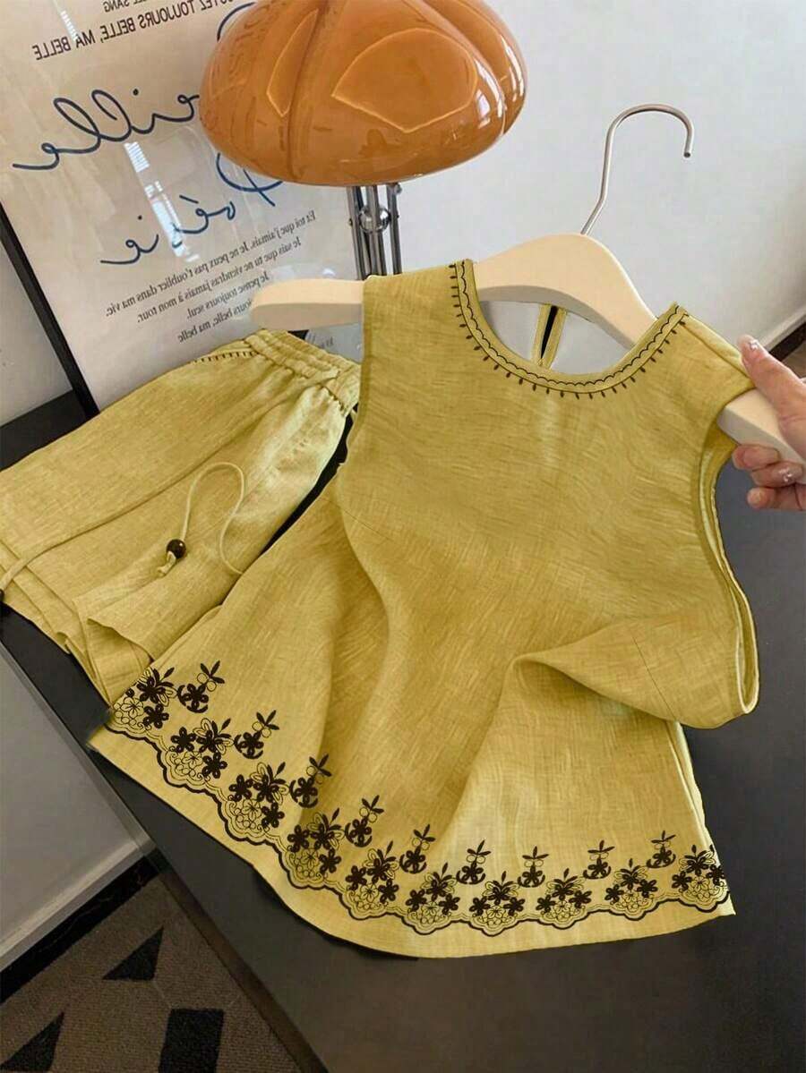 Camisa casual sin mangas de cuello redondo estilo vintage para mujer, estilo de vacaciones de verano - Multicolor 2 - Ver 1