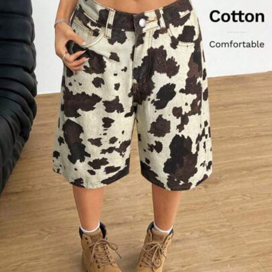 Cowboy For Women Summer Country Concert Leopard Print Shorts - Beis - Ver 1
