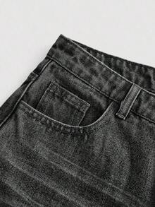 Girlism Pantalones vaqueros anchos y holgados estilo vintage Y2K, pantalones de mezclilla de pierna ancha, ropa de calle Harajuku , estilo retro de los años 2000, para adolescentes, primavera y vuelta al colegio - Negro - Ver 4