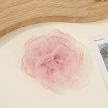 2pcs/Set Fashion Organza Chiffon Flower Hair Clips, Suitable For Outing, Vacation, Girlfriend, Family Use - Pink - View 5