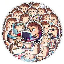 50 piezas de pegatinas decorativas con dibujos de erizos de caricatura, pegatinas divertidas para equipaje, gabinete de exhibición, caja de almacenamiento - Erizo de dibujos animados - Ver 6