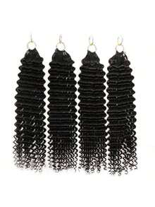 bling hair 4-Pack / 200g Braided Burmese Curly Hair Extensions, Double Knotted, Raw Remy Hair, Pixie Curls, Burmese Curly Remy Hair Bundles - Natural Black - View 4