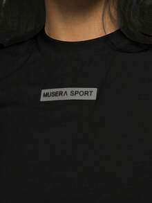Playera de mujer 100% algodón manga corta diseño  ajustada transpirable para verano - Negro - Ver 4