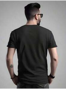 1 Football Match Day Jersey, 100% Cotton, Football Match Day Jersey, Gift For Mom, Suitable For Celebrations, Perfect For Running And Weekends. 100% Cotton Fabric, Birthday Gift For Mom, Dad, Friends, 180g 100% Cotton - 黑色 - 查看 3