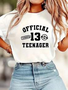 Camiseta de manga corta con cuello redondo para mujer, estilo retro de vacaciones, nueva colección 2026, para compras informales, regalos de vacaciones, reuniones con amigos, fiestas deúsica y atuendos de vacaciones. - Blanco - Ver 6
