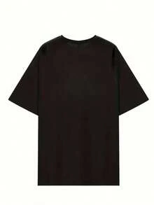 Women's Custom Graphic Print Short Sleeve T-Shirt, Casual Loose Fit Summer Top, Vintage Street Style In Black, Loose Cotton Short Sleeve Round Neck T-Shirt. - 黑色 - 查看 5