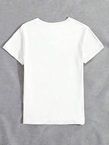 Custom T-Shirt With Vintage Patchwork Style Dog Graphic Print, Minimalist Short Sleeve Round Neck Top For Women, Suitable For Daily Use - Urban Vintage Style Short Sleeve Round Neck Cotton T-Shirt. - 白色 2 - 查看 2