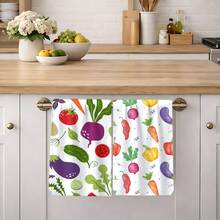 2/4/6pcs Vegetable Pattern Printed Dish Towels, Super Absorbent Microfiber Modern Cleaning Cloths, Cooking And Baking Tea Towels, Dishcloths, Kitchen Decor, Gifts For Neighbors, Mothers, Birthdays, Housewarming For Friends, Kitchen Essentials, Daily Necessities - Multicolor - View 2