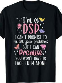 Camiseta de la Semana del Profesional de Soporte Directo de DSP| Mismo estilo para hombres y mujeres, Verano 2025, Manga corta, Estampado, 220G puro, Cuello redondo, Corte regular, Estilo vintage, Tela ligeramente elástica, Patrón de dibujo. - Negro - Ver 6