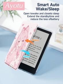 Ayotu 可爱动漫少女保护套，兼容 iPad Air 4/5 10.9 英寸，防震保护套，兼容三星 Galaxy Tab A8 10.5 英寸（2022 款）、MatePad 10.4 英寸及其他平板电脑，带笔槽，支持自动睡眠/唤醒 - 彩色 - View 8