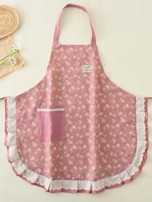 1pc New Lace Floral Sleeveless Apron With Halter, Fashionable Self-Contained Pocket, Suitable For Cafe, Bakery, Catering, Kitchen, Housework, Baking, Cooking, Gardening, Painting, Fishing, Unisex - Multicolor - View 12