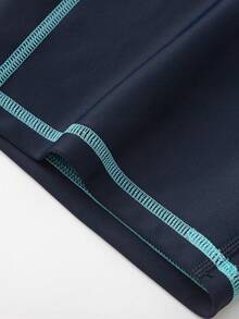 Balabala Bộ 2 món cho bé trai tuổi teen, gồm áo chống nắng tay raglan in chữ và quần bơi, chống clo và chống tia UV. - tông màu xanh - Xem 10