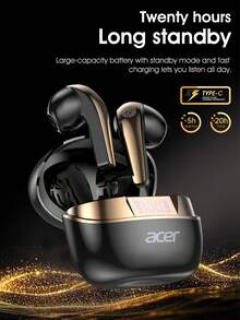 Acer 宏碁 OHR554 TWS 真无线耳机，立体声低音，通话降噪，运动跑步入耳式设计，低延迟游戏模式，杜比音效，轻巧触控，时尚外观，佩戴舒适，超长续航，推荐作为圣诞节/情人节礼物，兼容智能手机/平板电脑/笔记本电脑，配备充电盒 - 均碼 - 查看 10