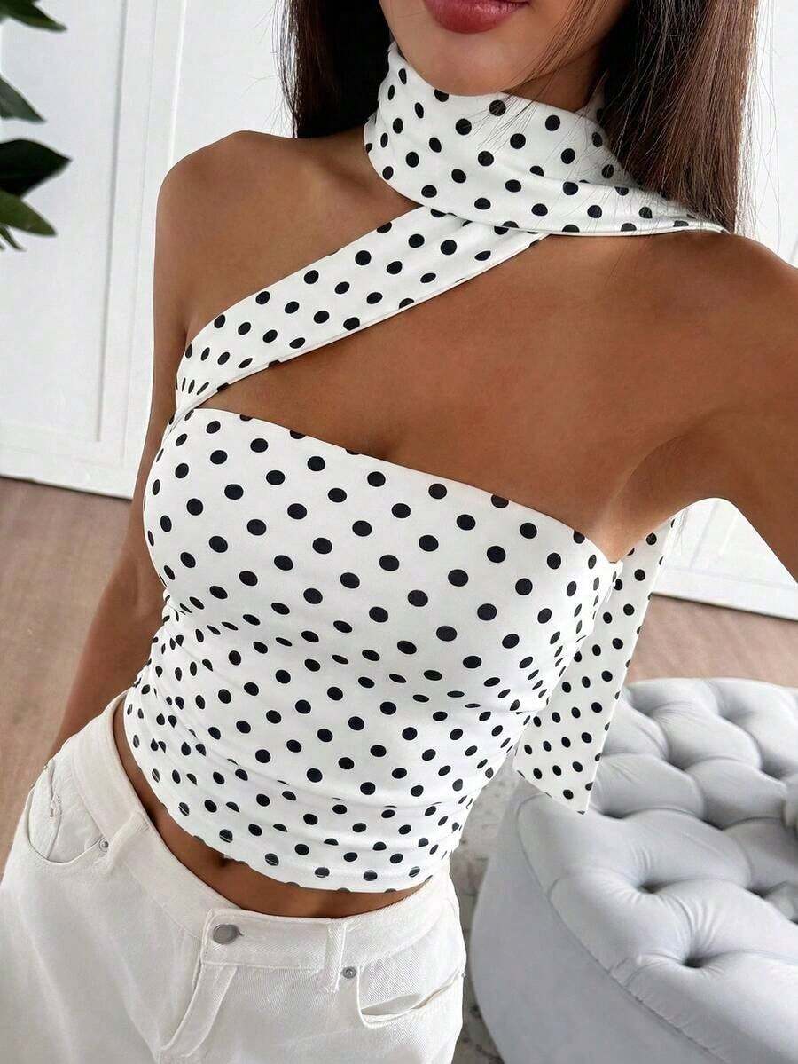 Top tubo de punto minimalista de moda para mujer HESSEN, apropiado para el verano/primavera, blusa ajustada sin tirantes y ajustable.Adecuado para tomar el té de la tarde, calle, vacaciones, superposición, fiesta, cita, playa, crucero, viaje por la ciudad - Multicolor - Ver 1