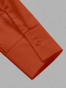 Camisa de mujer casual de manga larga a rayas con un solo abotonado - Naranja - Ver 5