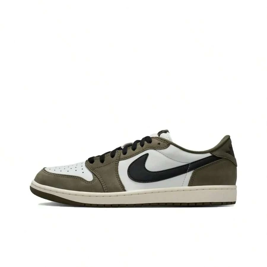 Nike Jordan Air Jordan 1 Retro Low OG With The "Reverse Swoosh" Colorway, Stylish And Comfortable Low-Top Retro Basketball Shoes, Unisex, Olive Green. - HQ6998-200 - Xem 1