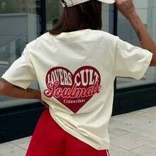 Camiseta de Verano 2026 de Algodón de Manga Corta, Estilo Retro Americano, Linda, Casual, Elegante, Holgada y Versátil - Blanco - Ver 4