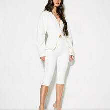 Capri Fitted Leggings With Side Split Hem - Blanco - Ver 6