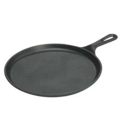 3pcs Pre-Seasoned Cast Iron Round Griddle Pan - Suitable For Pancakes, Tortillas Etc. - Compatible With Induction Cooktop, Grill, Oven And Open Flame - Black