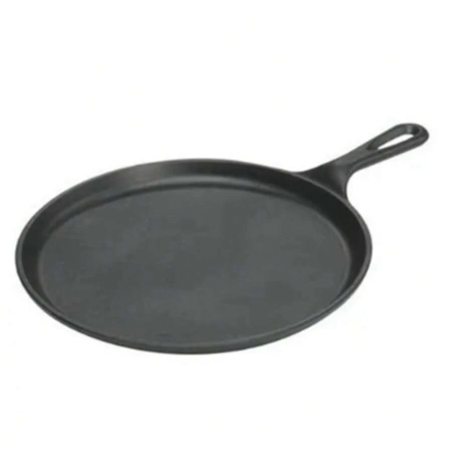 3pcs Pre-Seasoned Cast Iron Round Griddle Pan - Suitable For Pancakes, Tortillas Etc. - Compatible With Induction Cooktop, Grill, Oven And Open Flame - Black - View 1