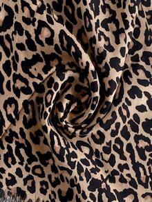 Falda evasé con estampado de leopardo y encaje en contraste para mujer - Multicolor - Ver 6