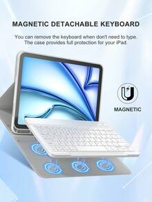 Étui de clavier compatible avec iPad A16 (11e/10e génération), 9e/8e/7e génération (10,2 po), iPad Air (10,9 po/11 po), en TPU, avec clavier Bluetooth sans fil (batterie 150 mAh) et support, gris - Gris pâle - Voir 4