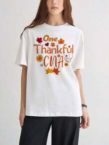 Camisetas de manga corta para mujer, con estampados interesantes, ropa hermosa. Una camiseta blanca con diseño de hojas y flores de otoño para enfermeras y trabajadores sanitarios. - Blanco - Ver 1