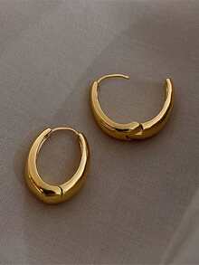1 paire de boucles d'oreilles créoles vintage, conçues pour les femmes, convenant pour les mariages, les fiançailles, les fêtes d'anniversaire, les cadeaux de la Saint-Valentin - Or jaune - Voir 2