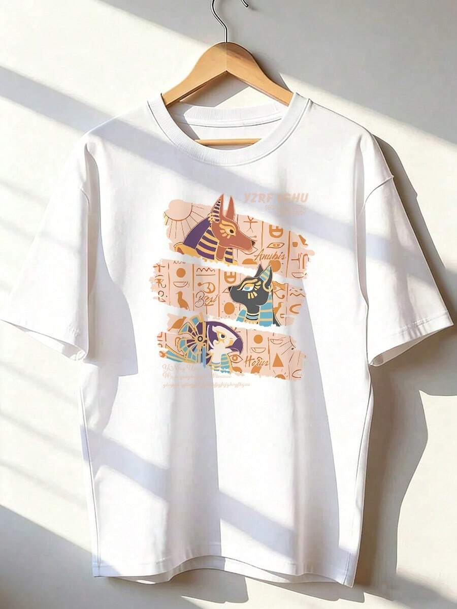 Camiseta de Manga Corta con Estilo Histórico y Divertido,Camiseta de manga corta de moda para primavera y verano de 2026, hecha en México, 180 gramos. Estampado de dibujos animados, modelo de pareja, apta para uso interior o exterior. Cuello redondo, unisex, ideal para oficina y ocio. Paquete de una pieza. - WH-P631577SLNDXZGY503 - Ver 1