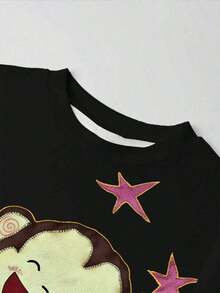 Camiseta casual de mujer de cuello redondo y manga corta con estampado floral - Multicolor 8 - Ver 4