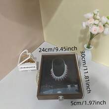 高端珠宝展示收纳盒套装，包含项链、手链、戒指架，适用于婚礼、订婚、新娘礼物，黄金首饰盒，大容量，抗氧化 - 胡桃木紋色 - 查看 10