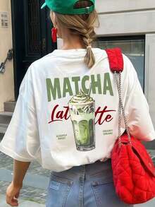 Camiseta de manga corta con cuello redondo y estampado de letras para mujer, versátil y casual, adecuada para vacaciones, oficina, salidas, uso diario, citas, fiestas, reuniones, calle, carnaval, festivales de música, San Valentín y ocasiones de fiesta, color blanco de verano - Blanco - Ver 7