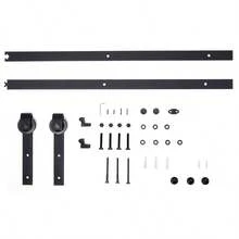 1pc Black Heavy Duty Sturdy Sliding Door Track Hardware Kit, Smooth And Quiet, Easy To Install - 1 套黑色 - 查看 5