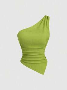 Blusa minimalista asimétrica de unicolor para mujer - Multicolor - Ver 5