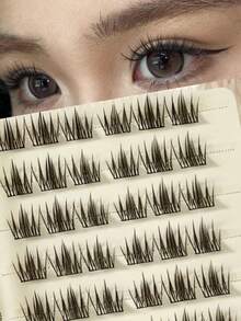 60pcs Glue-Free Sweet Camellia Flower False Eyelashes, Natural & Realistic Fairy Single Cluster Segmented Slouchy 3-Step Lashes, Super Soft & Natural, Suitable For Everyday, Date, Party, Beginner Friendly, Travel Essential (Random Bottom Card) - C - View 1