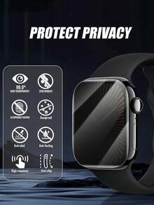 2pcs Anti-Peeping Watch Screen Protector - Soft Film Material As Physical Isolation Layer, Reducing The Risk Of Dust And Fine Particles Directly Contacting The Watch Glass. Suitable For Scenarios Such As Office, Library, And Daily Social Occasions. Installation Must Be Completed By The User Themselves In Three Steps: Positioning, Adhering, And Air Removal. - Black - View 4