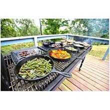 3pcs Pre-Seasoned Cast Iron Round Griddle Pan - Suitable For Pancakes, Tortillas Etc. - Compatible With Induction Cooktop, Grill, Oven And Open Flame - Black - View 7