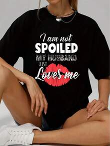 1 Piece Of Women's Casual Short-Sleeved T-Shirt "I'm Not Spoiled", 100% Thick Cotton - Comfortable Round Neck, Soft And Pretty Top, 180g 100% Cotton. - 白色 - 查看 7
