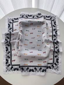 1 pieza Pañuelo de mujer con estampado geométrico, adecuado para uso diario - Blanco - Ver 2
