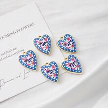 5/10pcs Zinc Alloy Heart Shaped Charm Pendant, Suitable For DIY Jewelry Making, Necklace, Bracelet, Earring, Bag Chain, Keychain, Zipper Decor, Great Gift For Mother's Day Or Girlfriend - Multicolor - View 3