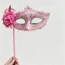 1pc Women's Multi-Color Rhinestone & Ostrich Feather Half Face Mysterious Sexy Masquerade Feather Hand Held Mask With Handle, Suitable For Various Festivals, Parties, Galas, Performances - Multicolor - View 11