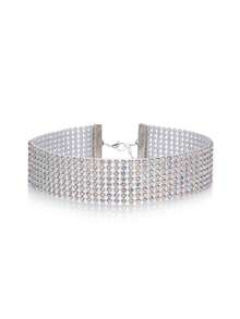 1pc Sparkling Rhinestone Choker Necklace Suitable For Women Wedding Party Daily Wear - Colorful - View 4