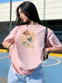 Short-Sleeve T-Shirt With A Fun And Historical Style, Fashionable Short-Sleeve T-Shirt For Spring And Summer 2026, Made In Mexico, 180 Grams. Cartoon Print, Couple Design, Suitable For Indoor Or Outdoor Wear. Crew Neck, Unisex, Ideal For Office And Leisure. One-Pack. - PK-P631577SLNDXZGY503 - 查看 3