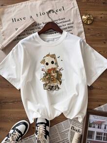 Camiseta de Manga Corta con Estilo Vintage y Fantasía,Camiseta de manga corta de moda para primavera y verano de 2026, hecha en México, 180 gramos. Estampado de dibujos animados, modelo de pareja, apta para uso interior o exterior. Cuello redondo, unisex, ideal para oficina y ocio. Paquete de una pieza. - WH-P631577SLNDXZGY504 - Ver 3