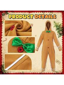 1 Bộ Trang Phục Người Bánh Gừng Cho Người Lớn, Trang Phục Người Bánh Gừng Giáng Sinh Unisex - màu nâu - Xem 8