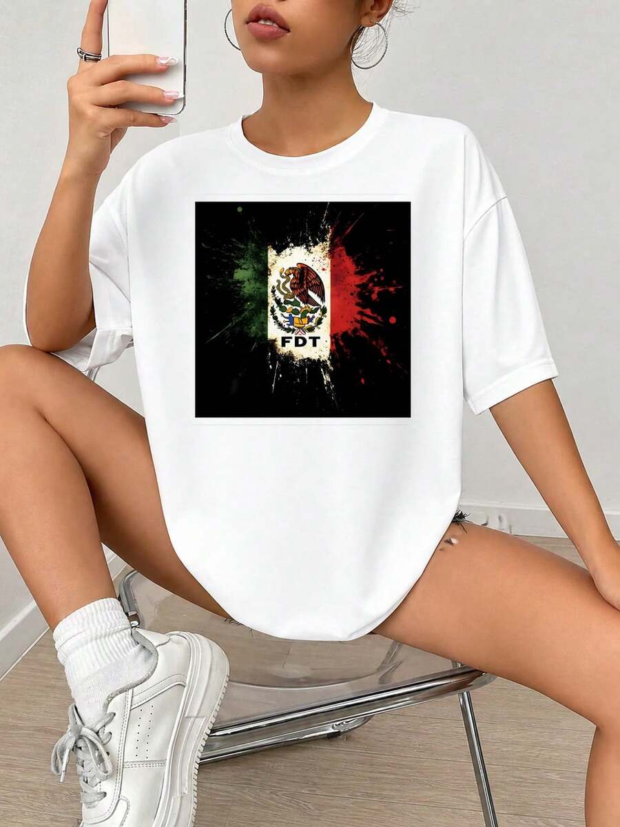 Diseño gráfico de impresión, México Fl-ag con texto FDT, Estilo de arte de salpicaduras Grunge, R-ed Gr-een Patrón blanco angustiado, Tema patriótico rebelde para decoración de paredes o.jpgRegalos personalizados: Camisetas para mujer con estilos que van desde lo moderno, hippie, casual y minimalista. Ropa masculina personalizada única, armarios cápsula y prendas básicas/urbanas para hombre. Regalos ideales para novios, familiares y amigos, adecuados para cumpleaños, vacaciones, colegio/competiciones, deportes/escalada y más, así como para la moda de otoño y eventos urbanos. Blanco verano.