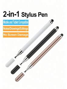 3pcs Capacitive Touch Stylus Pens, 2-In-1 Design With Round Disc Tip + Silicone Tip, Compatible With Smartphones And Tablets - Multicolor - View 9