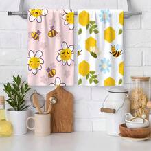 2/4/6pcs Bee Pattern Printed Dish Towels, Super Absorbent Microfiber Modern Cleaning Cloths, Cooking And Baking Tea Towels, Dishcloths, Highly Soft And Absorbent, Kitchen Decor, Gifts For Neighbors, Mothers, Birthdays, Housewarming For Friends, Kitchen Essentials, Daily Necessities - Multicolor - View 7