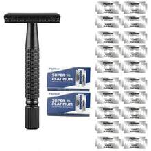 Premium Matte Black Double Edge Safety Razor For Men & Women, Durable Metal Handle, Reusable & Portable, Ideal For Travel, Men's Shaving Essentials|Portable Razor|Platinumcoated Blades - Multicolor - View 12